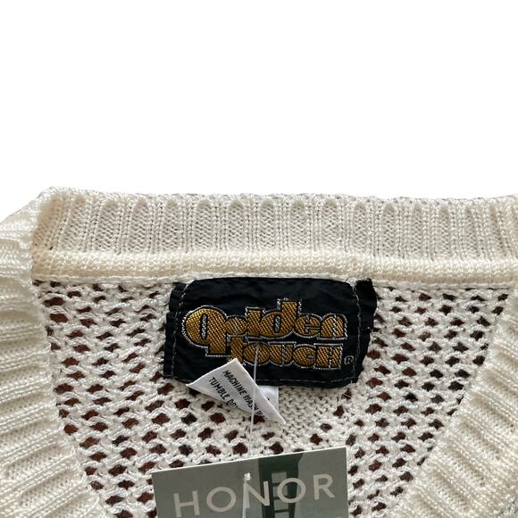 1970s Vintage Golden Touch Cream Fine Knit Sheer V-neck Sweater Size Small - Picture 4 of 4